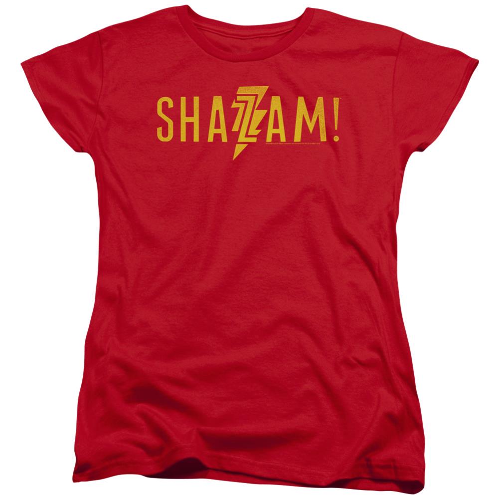 Shazam Movie Flat Logo Women's 18/1 Cotton SS T