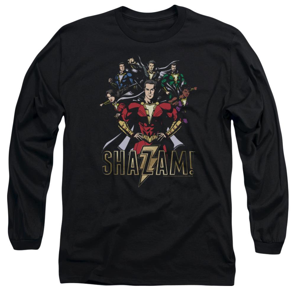 Shazam Movie Group Of Heroes Men's 18/1 Cotton LS T