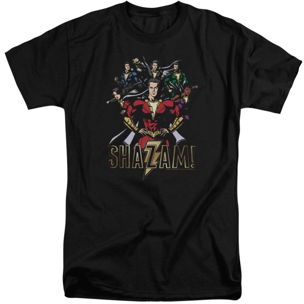 Shazam Movie Group Of Heroes Men's 18/1 Tall Cotton SS T