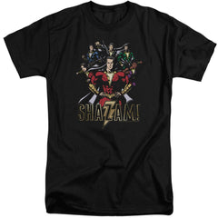 Shazam Movie Group Of Heroes Men's 18/1 Tall Cotton SS T
