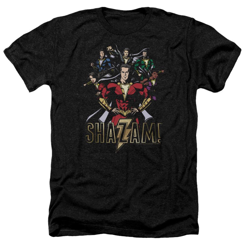 Shazam Movie Group Of Heroes Men's 30/1 Heather 60 40 Poly SS T