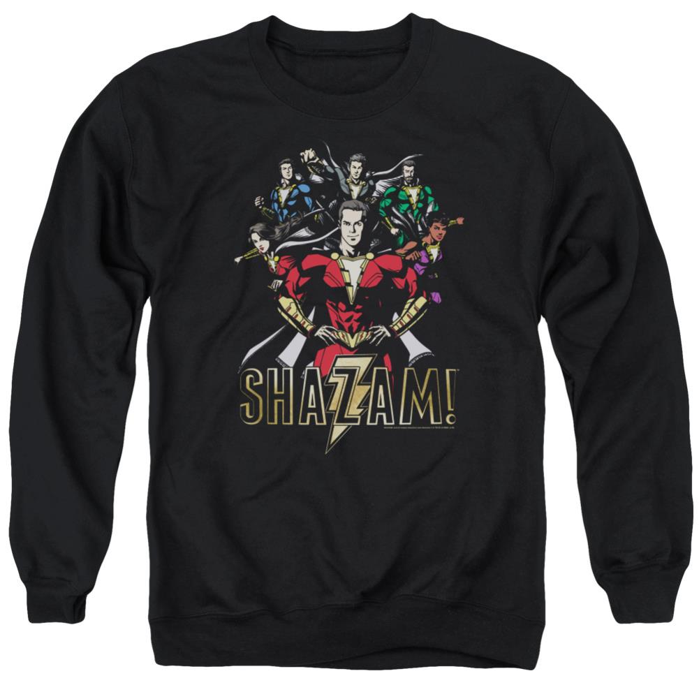 Shazam Movie Group Of Heroes Men's Crewneck 50 50 Poly LS T