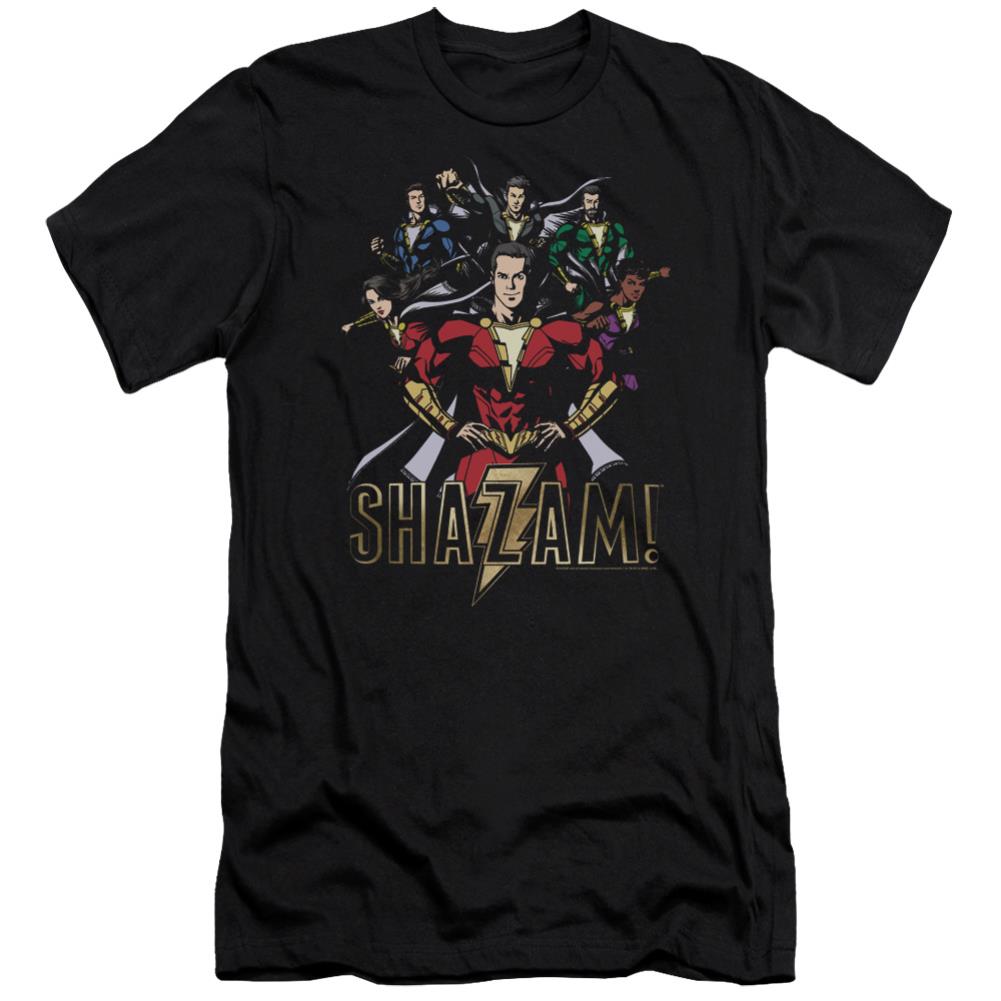 Shazam Movie Group Of Heroes Men's Ultra-Soft 30/1 Cotton Slim SS T