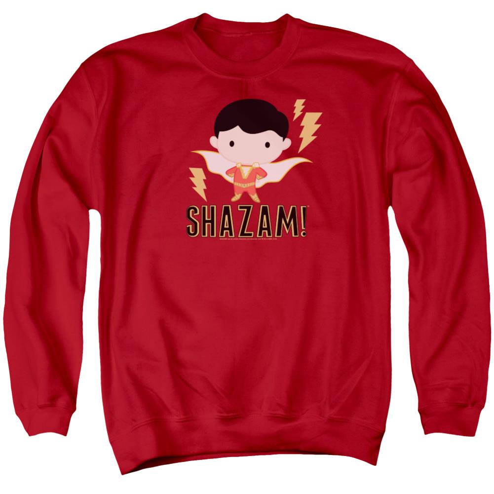 Shazam Movie Shazam Chibi Men's Crewneck 50 50 Poly LS T