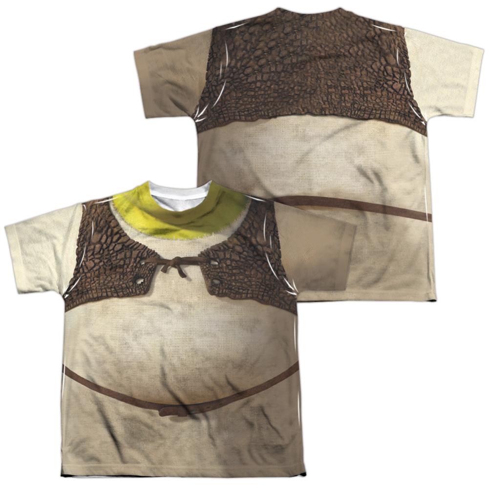 Shrek Costume (Front/Back Print) Youth Regular Fit Poly Short-Sleeve T-Shirt
