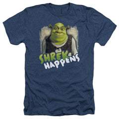 Shrek Happens Men's 30/1 Heather 60 40 Poly Short-Sleeve T-Shirt