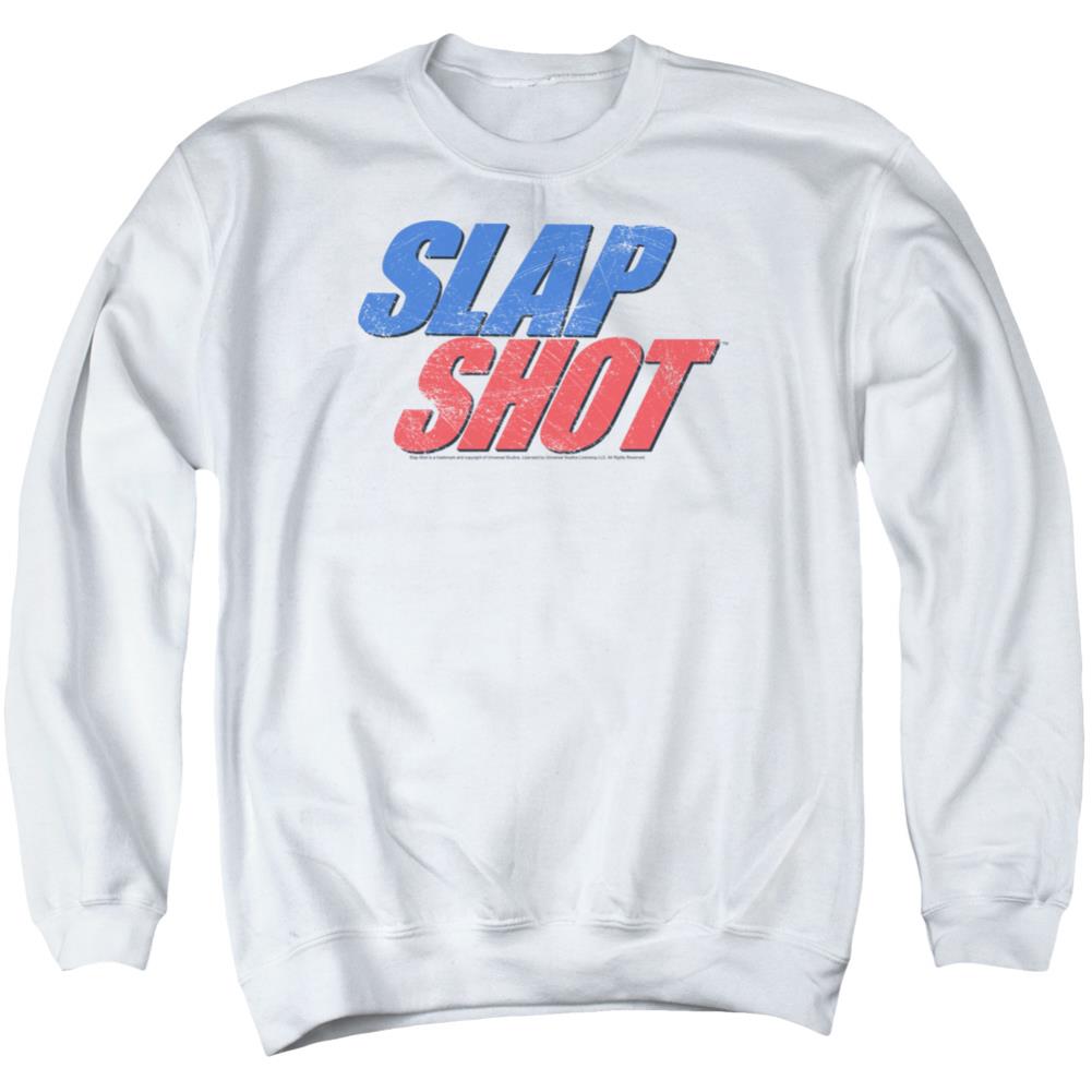 Slap Shot Blue & Red Logo Men's Crewneck 50 50 Poly Long-Sleeve T-Shirt