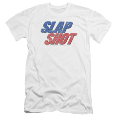 Slap Shot Blue & Red Logo Men's Ultra-Soft 30/1 Cotton Slim Short-Sleeve T-Shirt