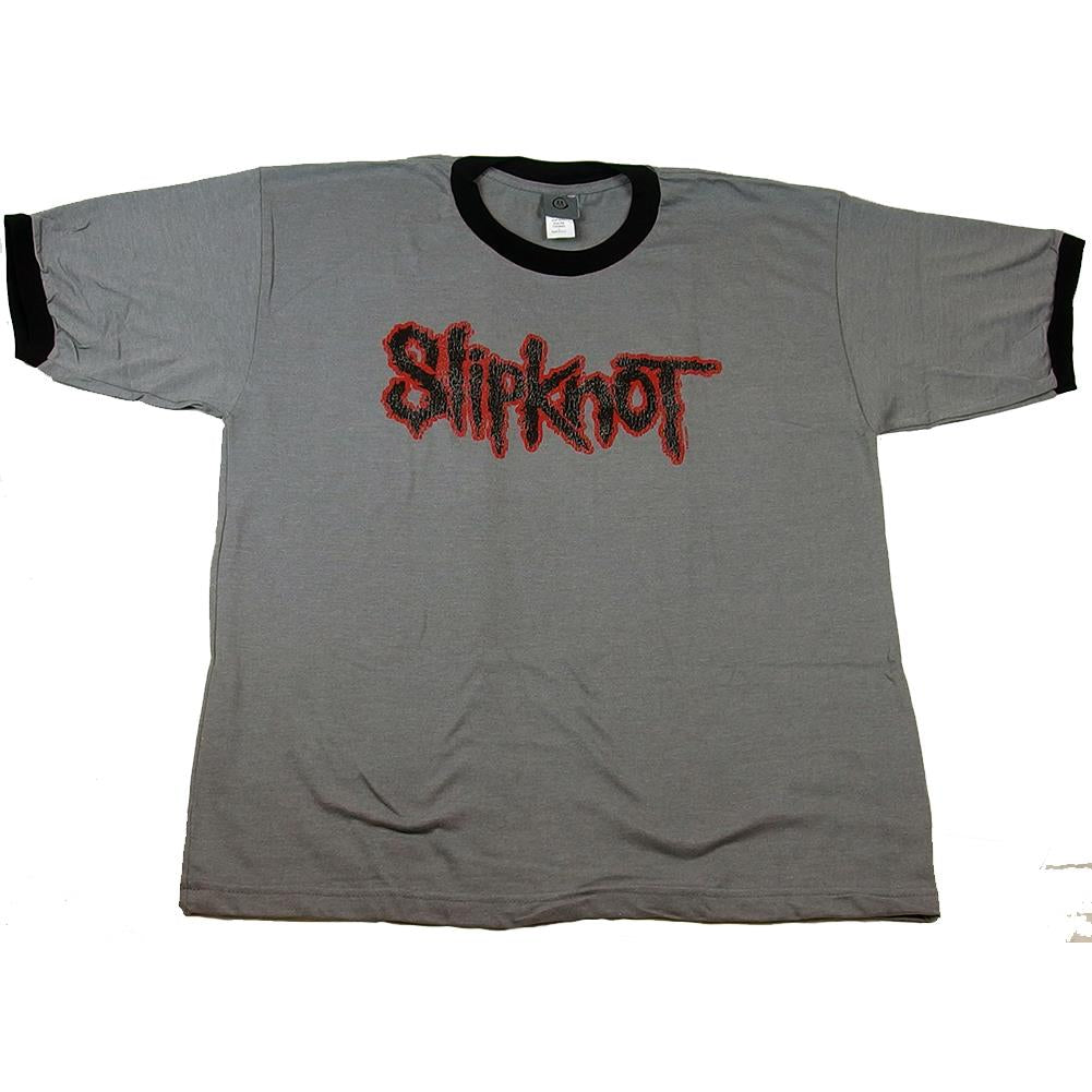 Slipknot Men's Gray Heather Ringer Logo T-Shirt