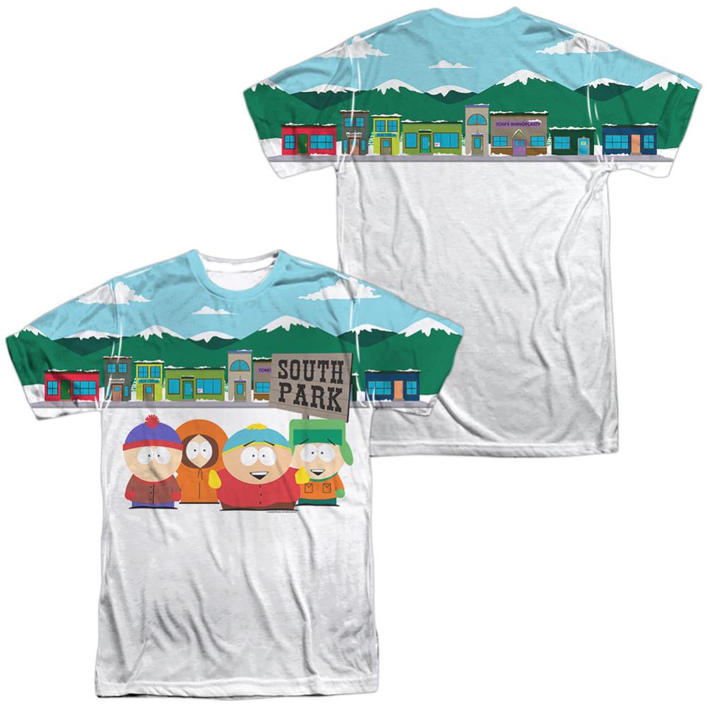 South Park Boys And Sign (Front/Back Print) Men's Regular Fit Polyester Short-Sleeve T-Shirt