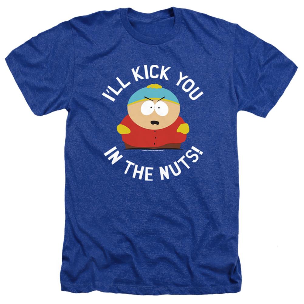 South Park Kick You In The Nuts Men's 30/1 Heather 60 40 Poly Short-Sleeve T-Shirt