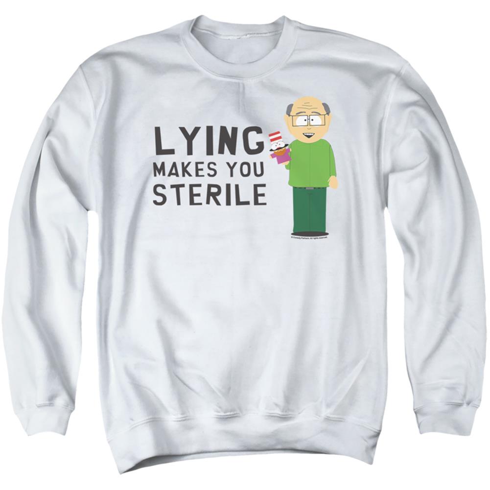 South Park Lying Makes You Sterile Men's Crewneck 50 50 Poly Long-Sleeve T-Shirt