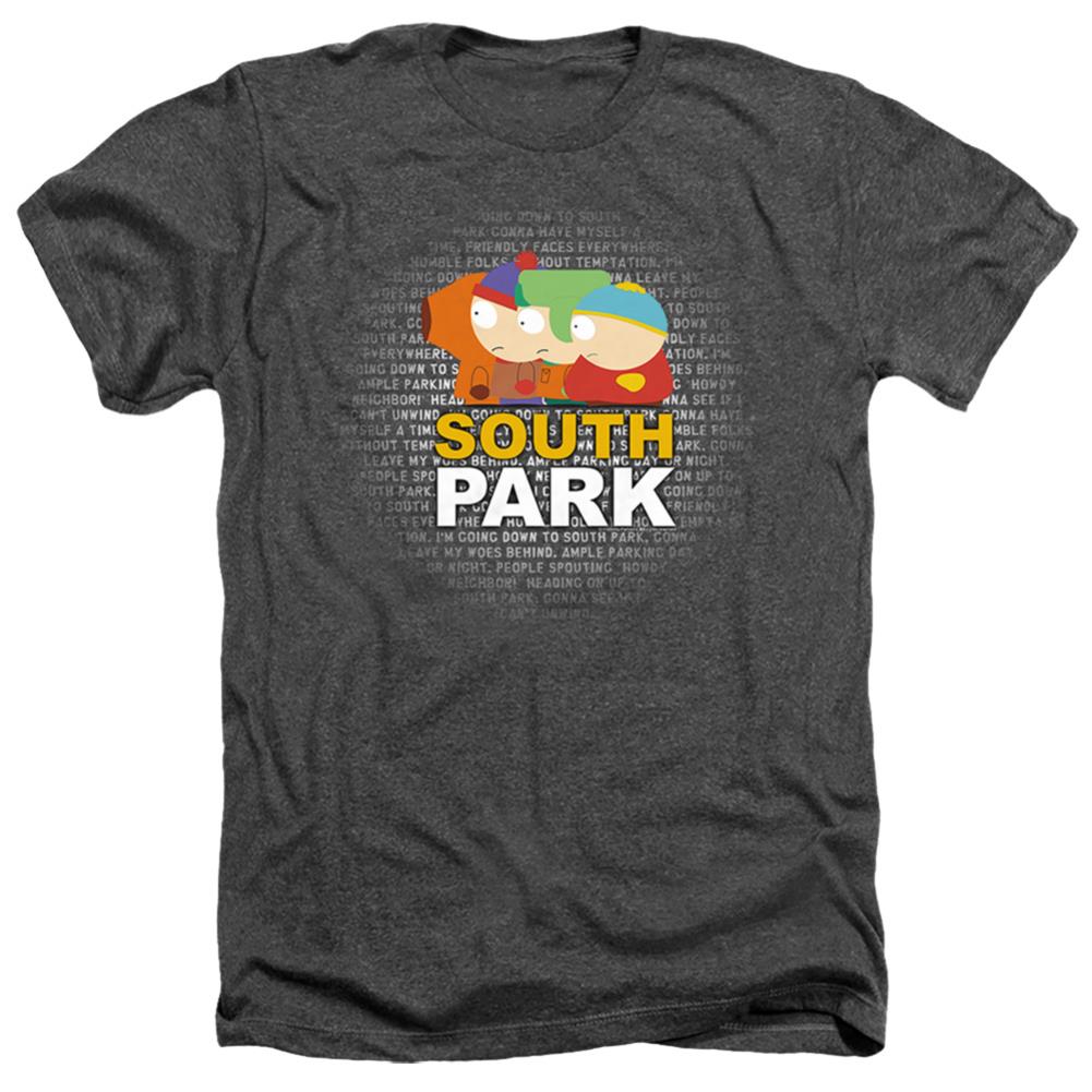 South Park Lyrics Men's 30/1 Heather 60 40 Poly Short-Sleeve T-Shirt