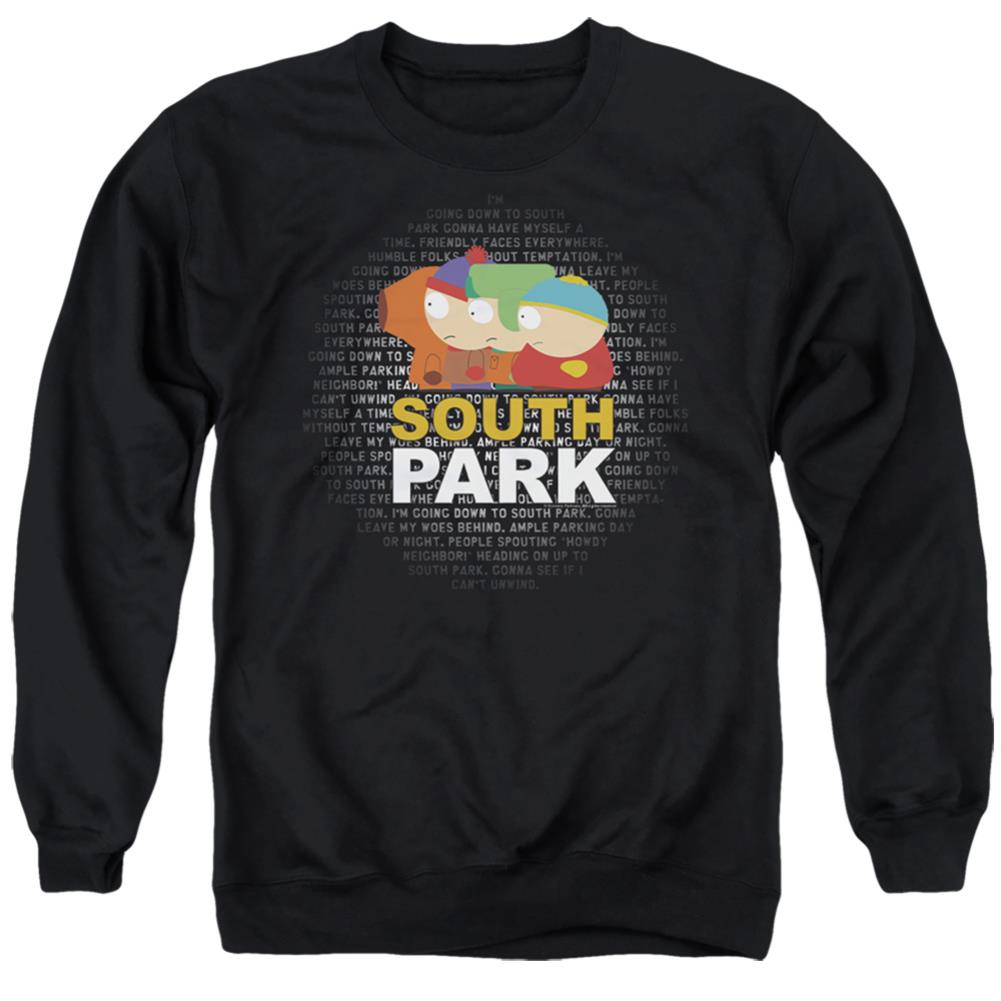 South Park Lyrics Men's Crewneck 50 50 Poly Long-Sleeve T-Shirt
