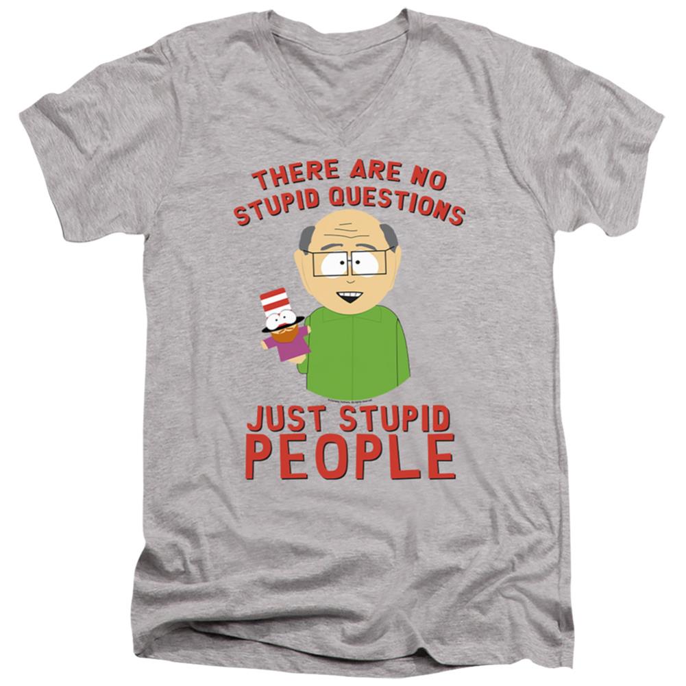 South Park No Stupid Questions Men's 30/1 Cotton Slim V-Neck T-Shirt