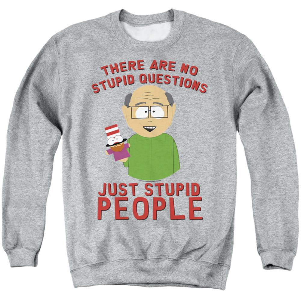 South Park No Stupid Questions Men's Crewneck 50 50 Poly Long-Sleeve T-Shirt