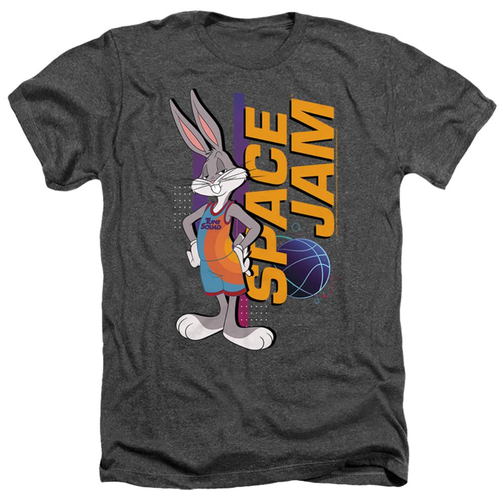 Space Jam 2 Bugs Standing Men's 30/1 Heather 60 40 Poly Short-Sleeve T-Shirt