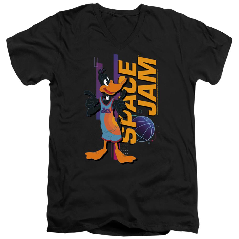 Space Jam 2 Daffy Standing Men's 30/1 Cotton Slim V-Neck T-Shirt
