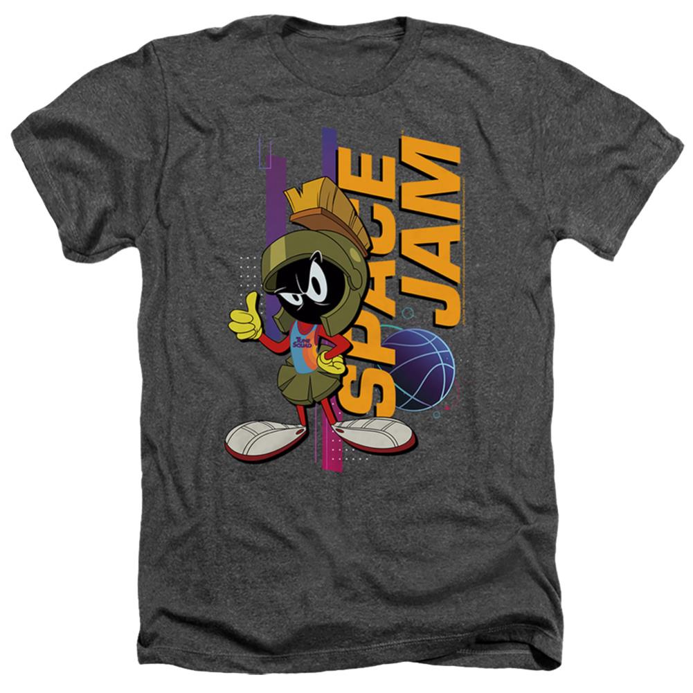 Space Jam 2 Marvin Standing Men's 30/1 Heather 60 40 Poly Short-Sleeve T-Shirt