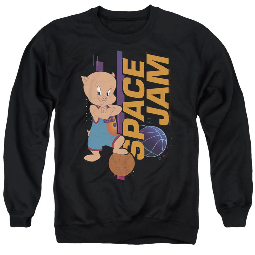 Space Jam 2 Porky Standing Men's Crewneck 50 50 Poly Long-Sleeve T-Shirt