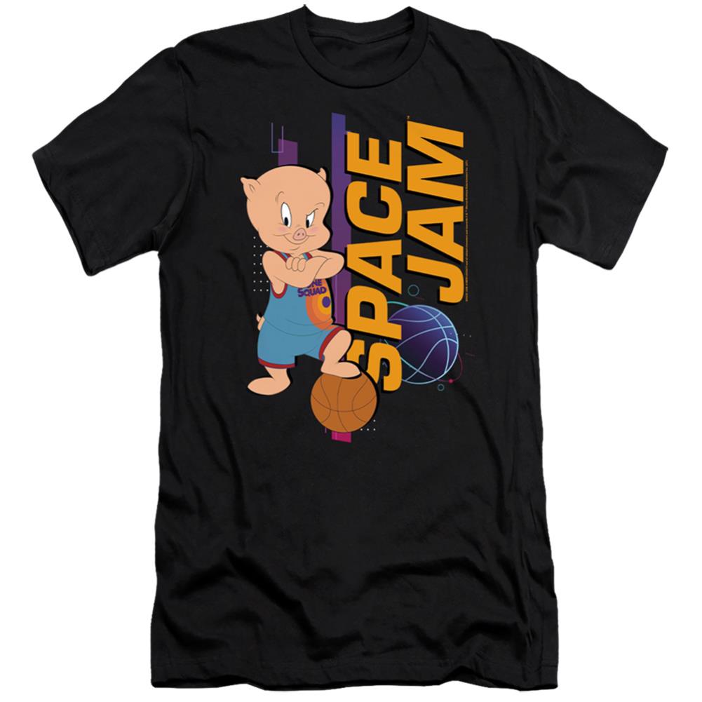 Space Jam 2 Porky Standing Men's Ultra-Soft 30/1 Cotton Slim Short-Sleeve T-Shirt