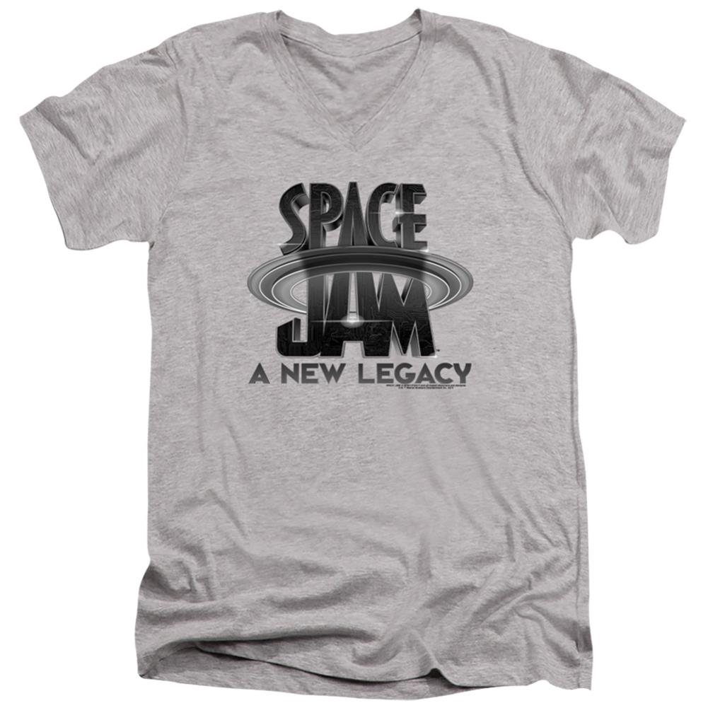 Space Jam 2 Space Jam 2 Logo Black Men's 30/1 Cotton Slim V-Neck T-Shirt