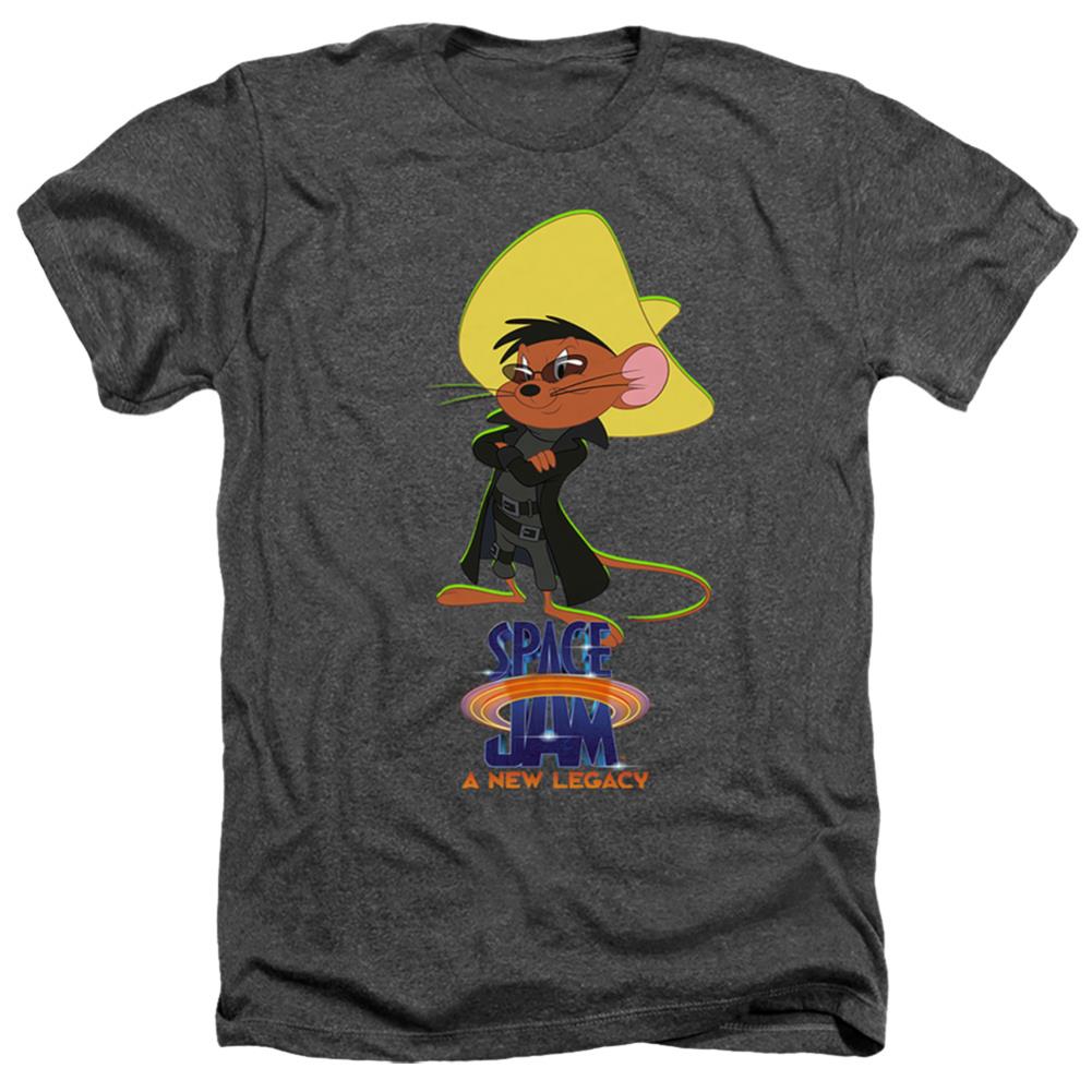 Space Jam 2 Speedy Matrix Men's 30/1 Heather 60 40 Poly Short-Sleeve T-Shirt