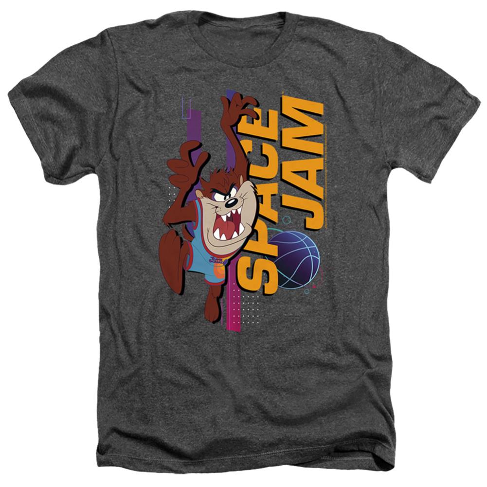 Space Jam 2 Taz Standing Men's 30/1 Heather 60 40 Poly Short-Sleeve T-Shirt