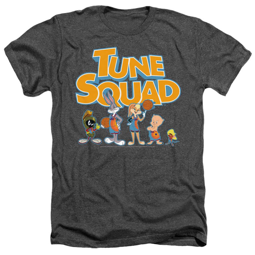 Space Jam 2 Tune Squad Letters Men's 30/1 Heather 60 40 Poly Short-Sleeve T-Shirt