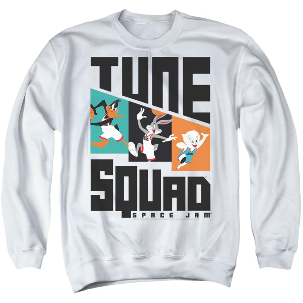 Space Jam 2 Tune Squad Pattern Characters Men's Crewneck 50 50 Poly Long-Sleeve T-Shirt