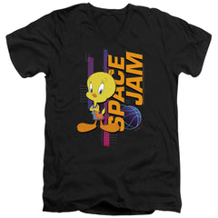 Space Jam 2 Tweety Standing Men's 30/1 Cotton Slim V-Neck T-Shirt