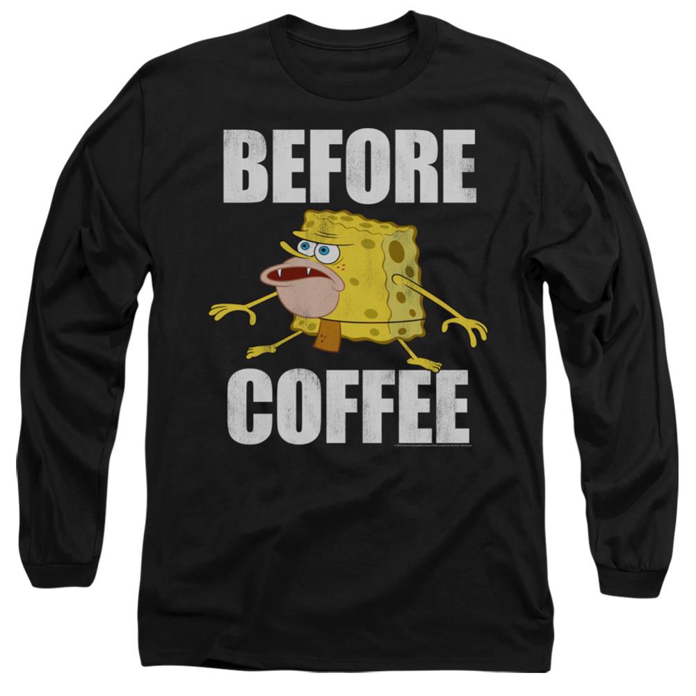 Spongebob Squarepants Before Coffee Meme Men's 18/1 Cotton Long-Sleeve T-Shirt