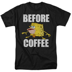 Spongebob Squarepants Before Coffee Meme Men's 18/1 Cotton Short-Sleeve T-Shirt