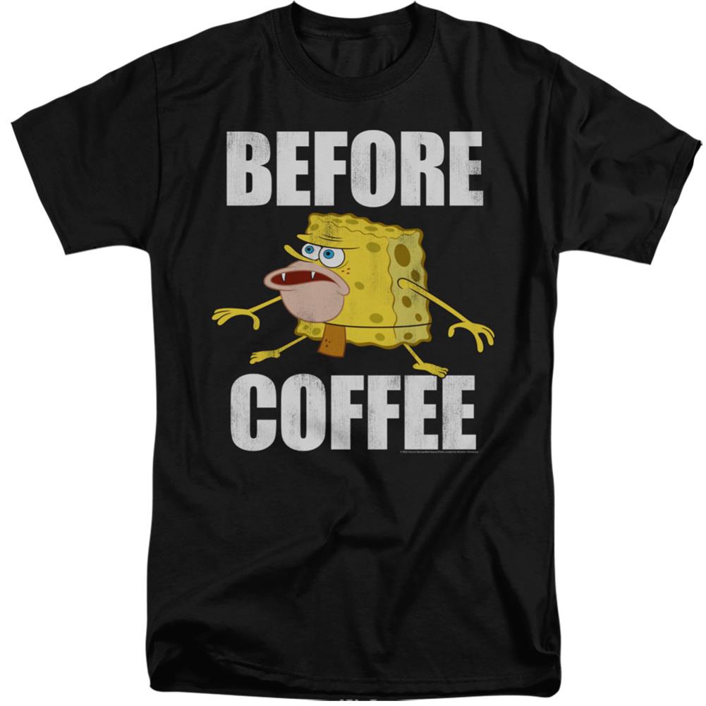 Spongebob Squarepants Before Coffee Meme Men's 18/1 Tall Cotton Short-Sleeve T-Shirt