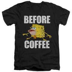 Spongebob Squarepants Before Coffee Meme Men's 30/1 Cotton Slim V-Neck T-Shirt