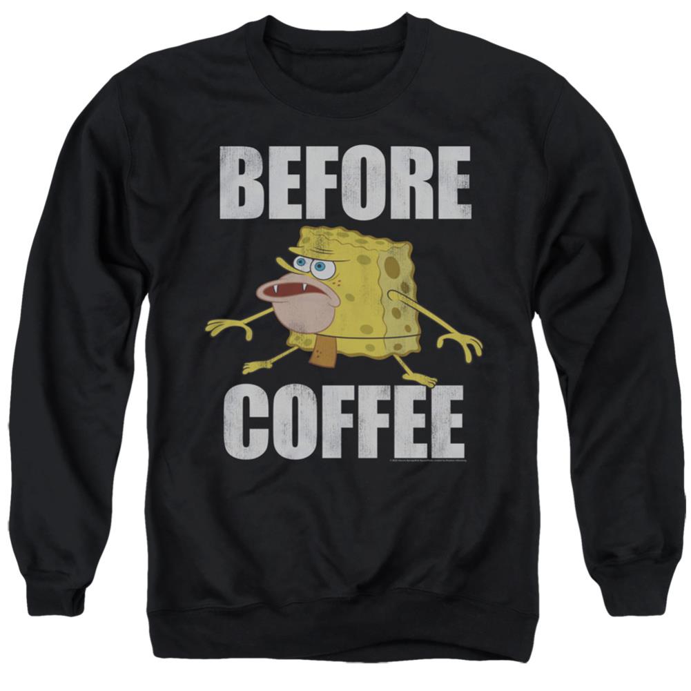 Spongebob Squarepants Before Coffee Meme Men's Crewneck 50 50 Poly Long-Sleeve T-Shirt