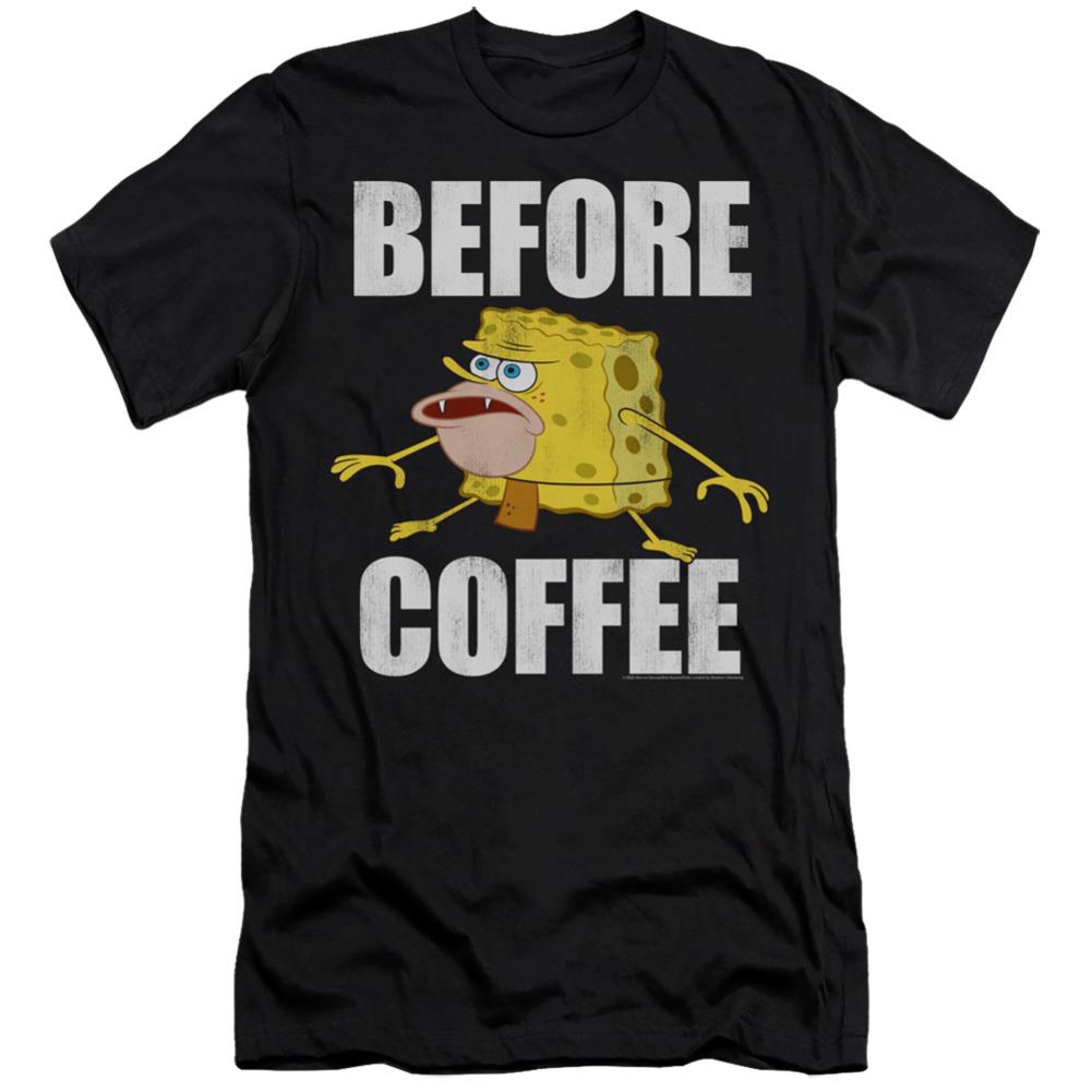 Spongebob Squarepants Before Coffee Meme Men's Ultra-Soft 30/1 Cotton Slim Short-Sleeve T-Shirt