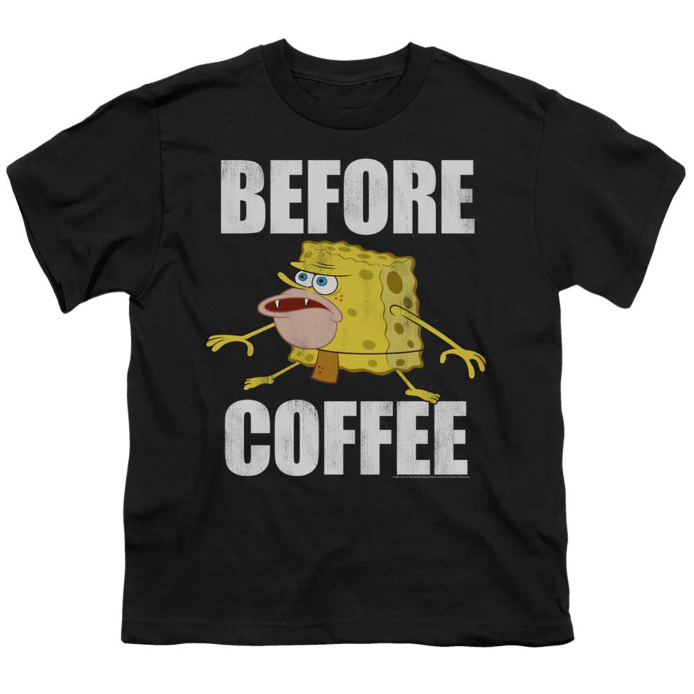 Spongebob Squarepants Before Coffee Meme Youth 18/1 100% Cotton Short-Sleeve T-Shirt