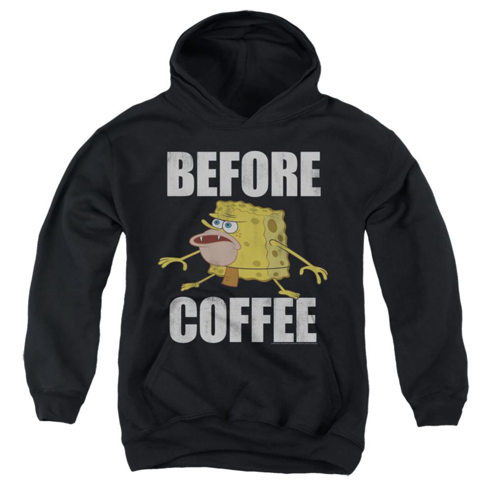 Spongebob Squarepants Before Coffee Meme Youth Cotton Poly Pull-Over Hoodie