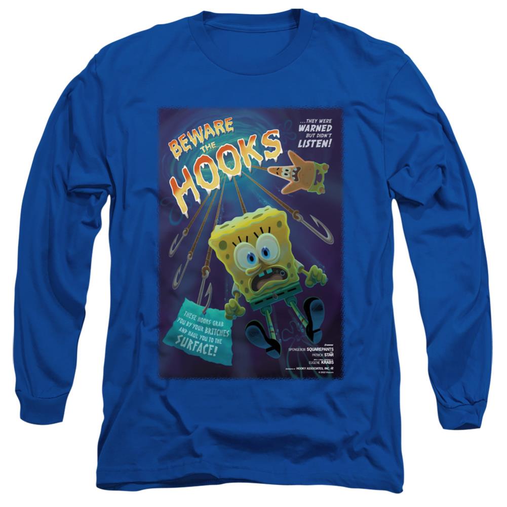 Spongebob Squarepants Beware The Hooks Men's 18/1 Cotton Long-Sleeve T-Shirt