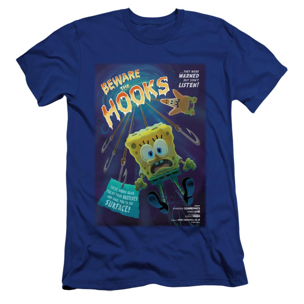 Spongebob Squarepants Beware The Hooks Men's Ultra-Soft 30/1 Cotton Slim Short-Sleeve T-Shirt