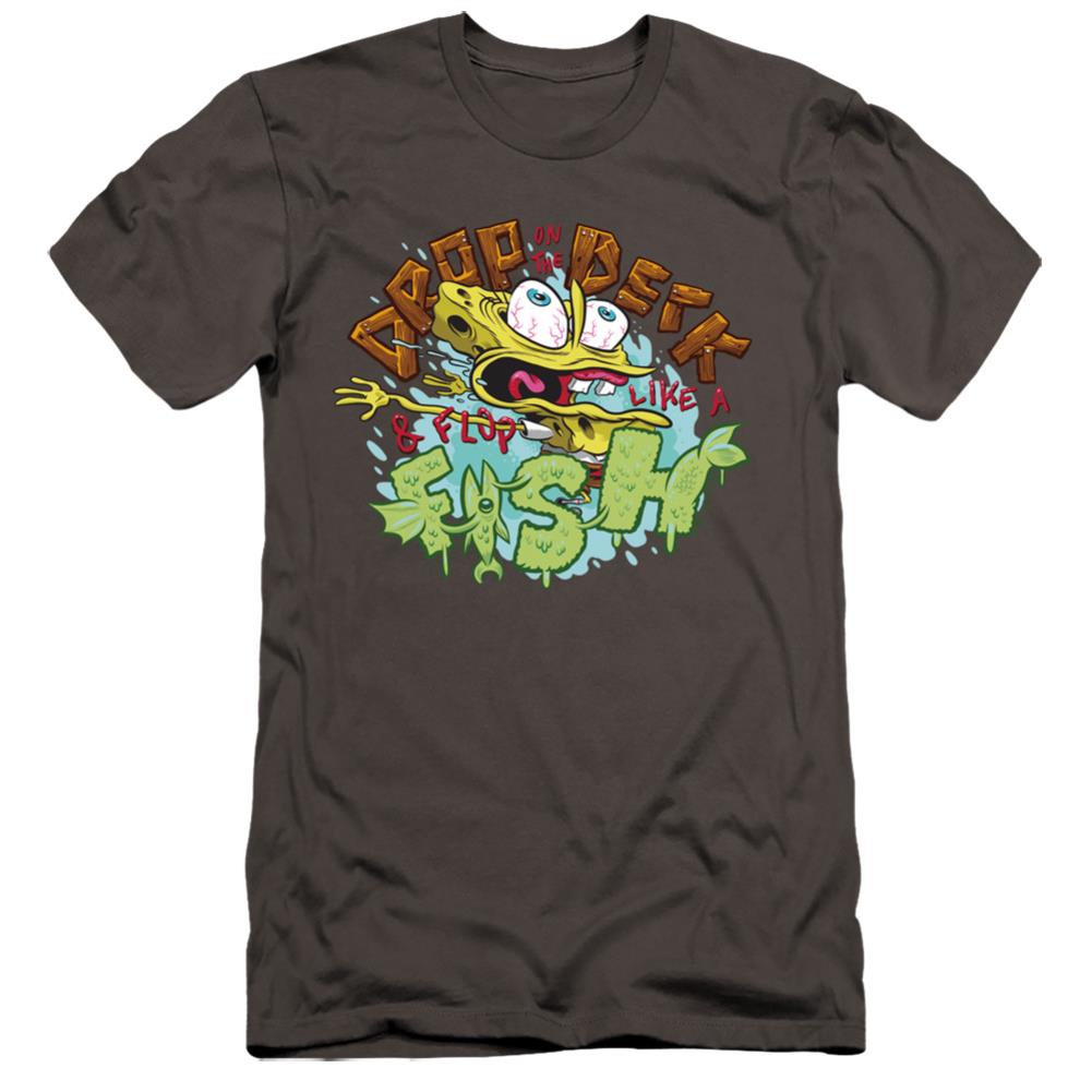 Spongebob Squarepants Drop And Flop Men's Ultra-Soft 30/1 Cotton Slim Short-Sleeve T-Shirt