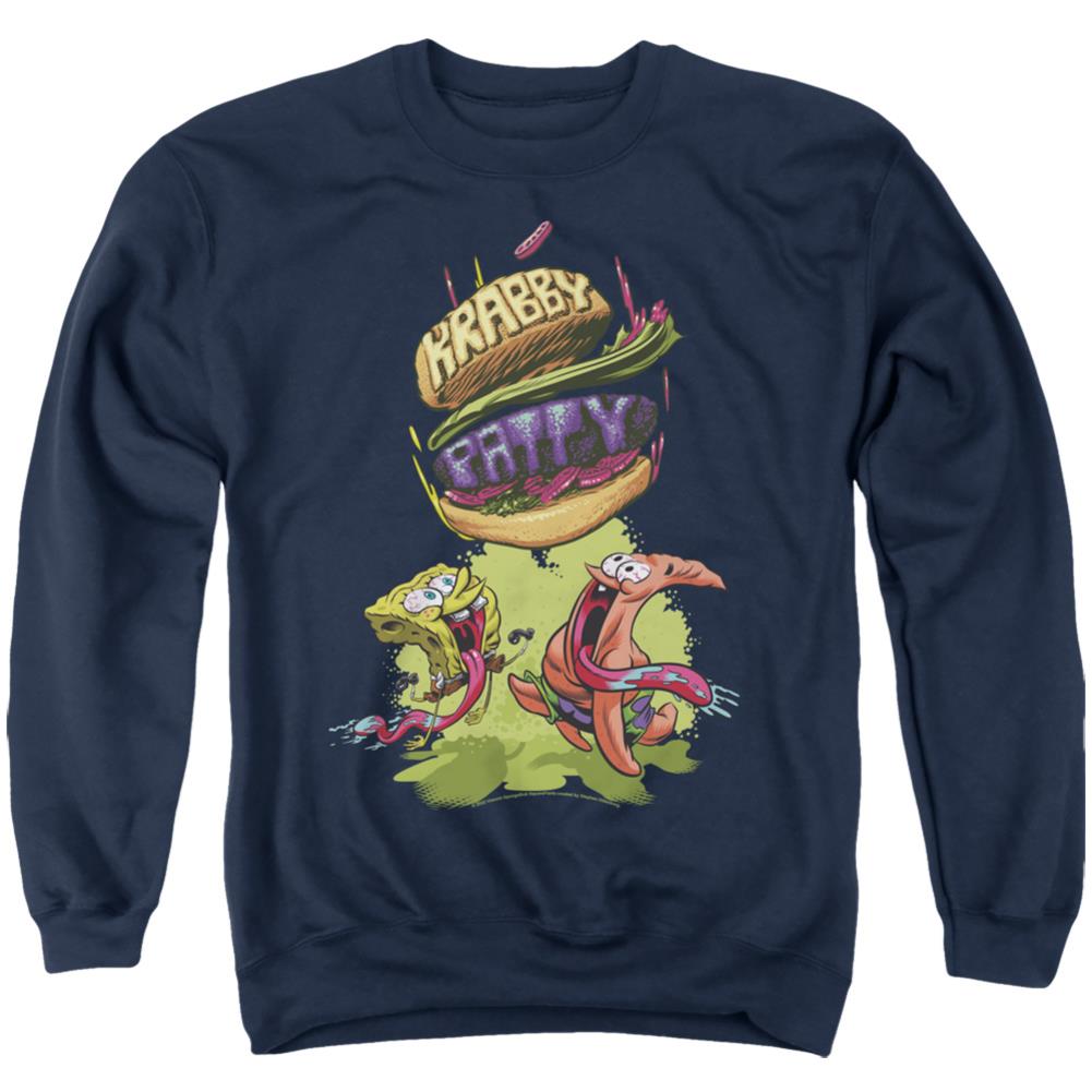 Spongebob Squarepants Krabby Patty From The Sky Men's Crewneck 50 50 Poly Long-Sleeve T-Shirt