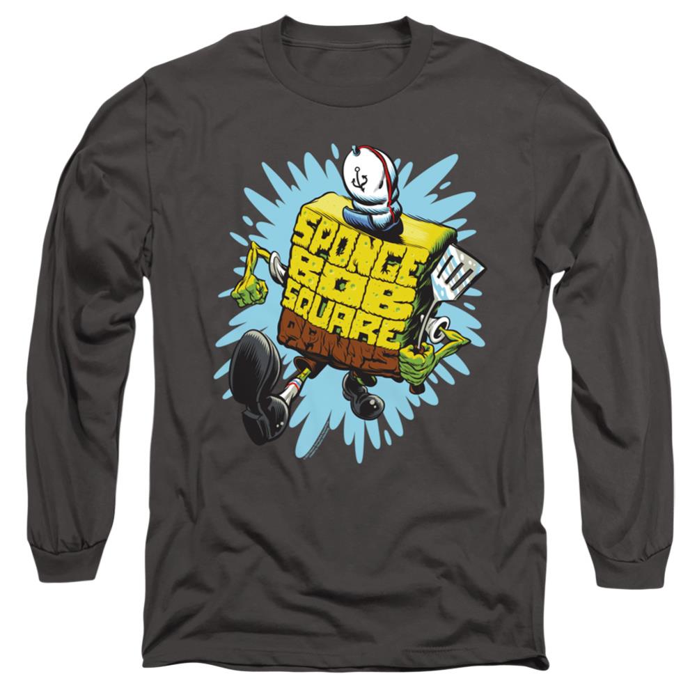 Spongebob Squarepants Letter Spongebob Men's 18/1 Cotton Long-Sleeve T-Shirt