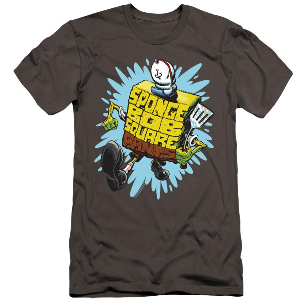 Spongebob Squarepants Letter Spongebob Men's Ultra-Soft 30/1 Cotton Slim Short-Sleeve T-Shirt