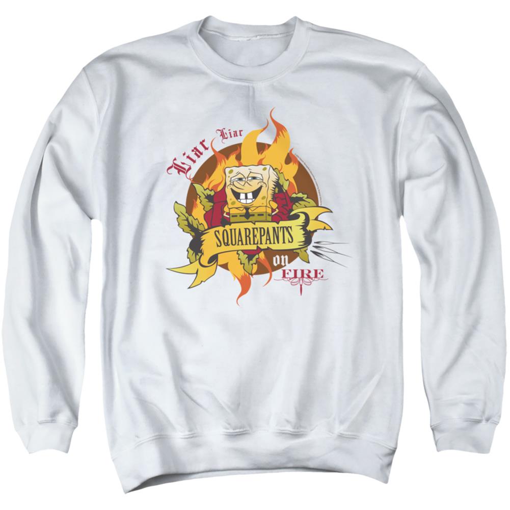 Spongebob Squarepants Liar Liar Pants On Fire Men's Crewneck 50 50 Poly Long-Sleeve T-Shirt