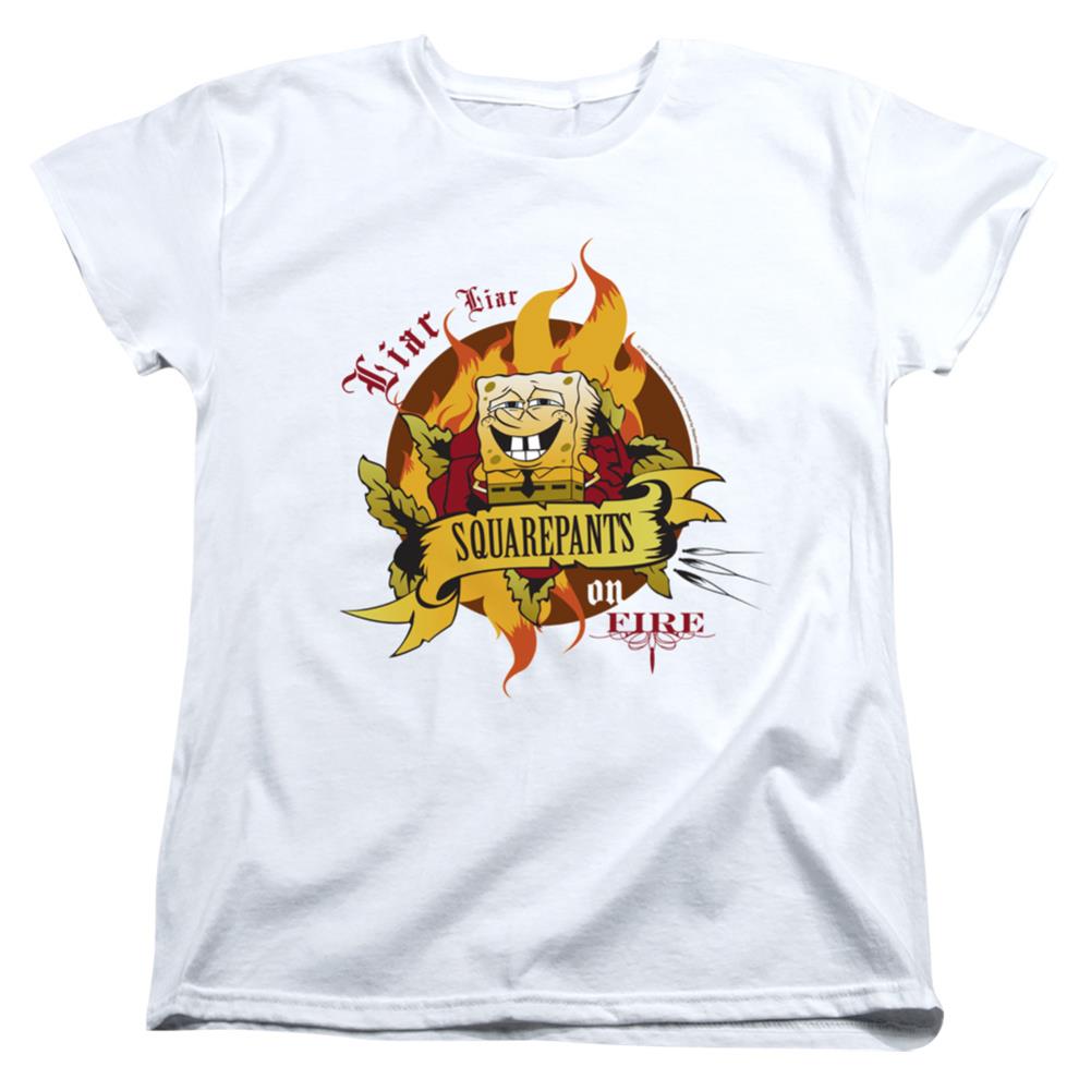 Spongebob Squarepants Liar Liar Pants On Fire Women's 18/1 Cotton Short-Sleeve T-Shirt