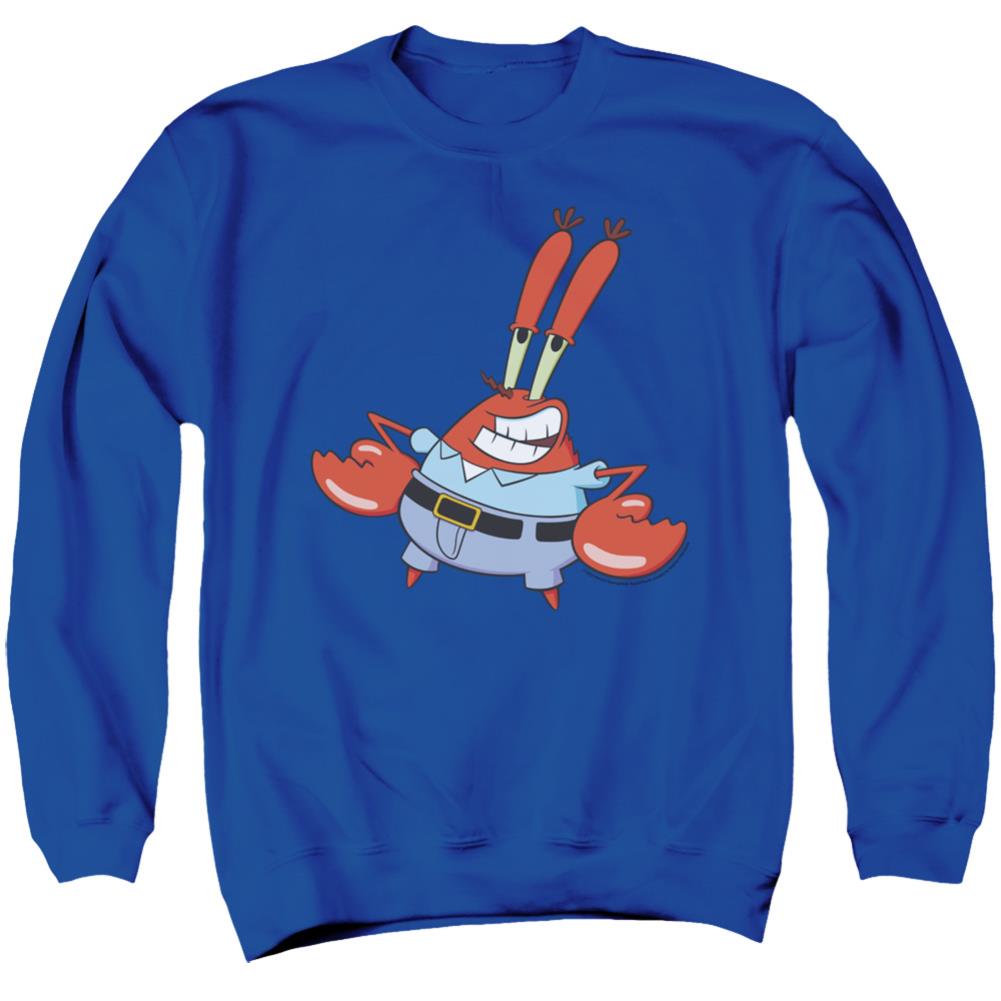 Spongebob Squarepants Mr. Krabby Men's Crewneck 50 50 Poly Long-Sleeve T-Shirt