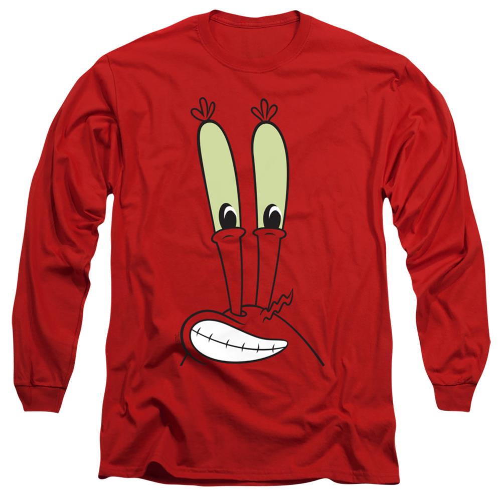 Spongebob Squarepants Mr. Krabs Smile Face Men's 18/1 Cotton Long-Sleeve T-Shirt