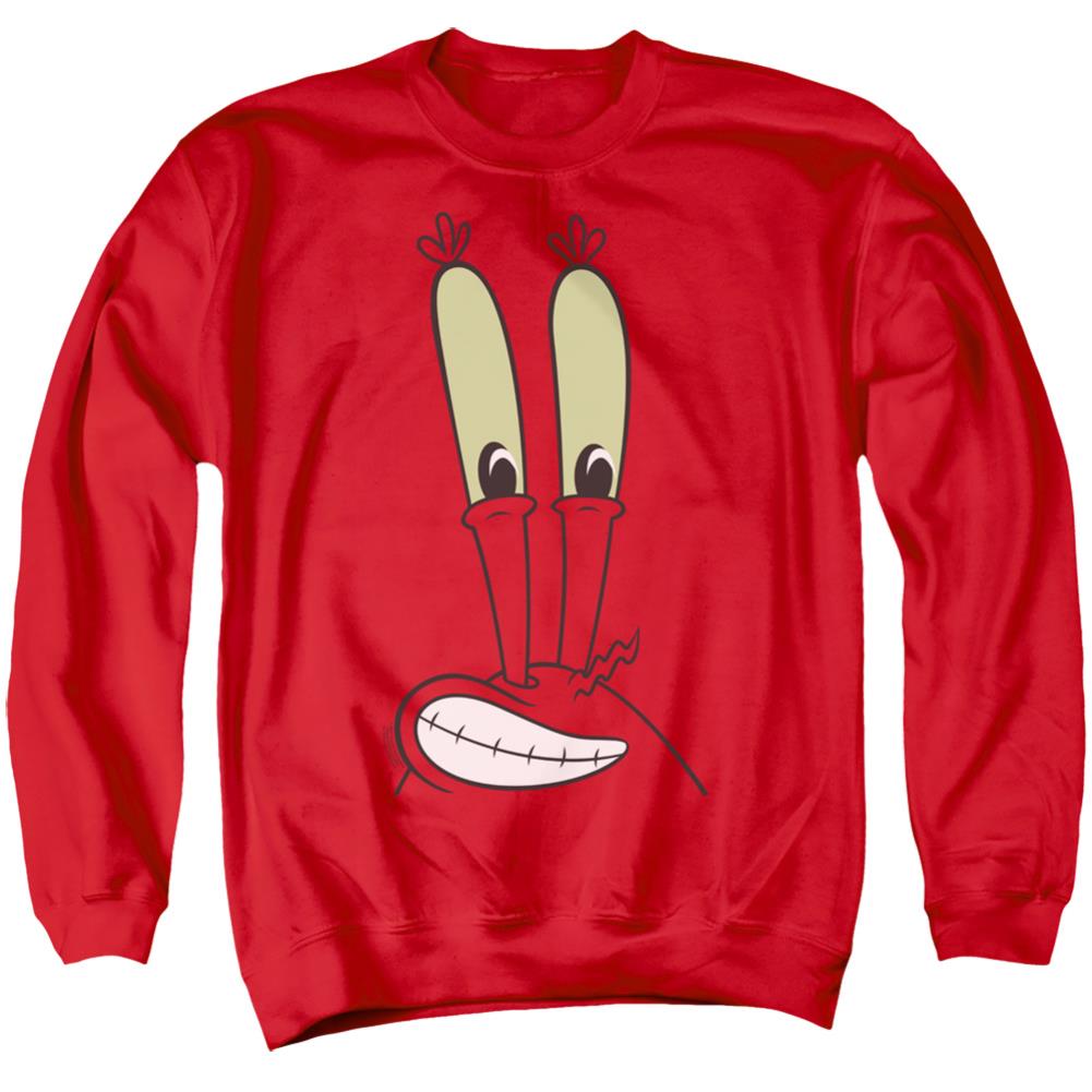 Spongebob Squarepants Mr. Krabs Smile Face Men's Crewneck 50 50 Poly Long-Sleeve T-Shirt